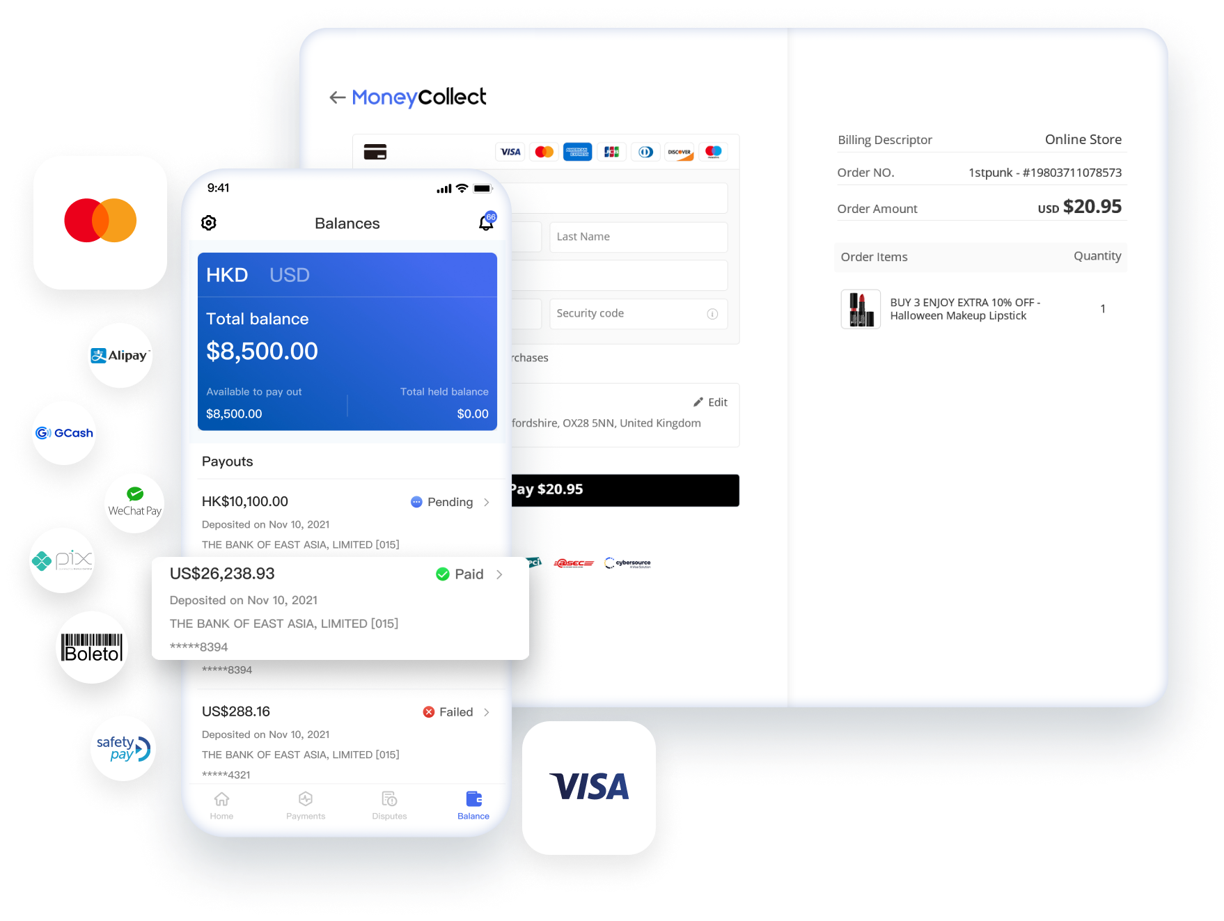 MoneyCollect dashboard
